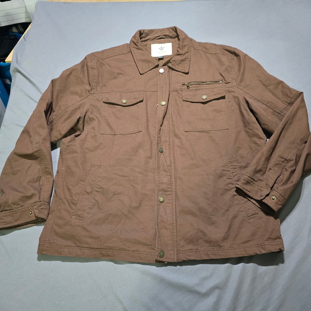 WENVEN Field Jacket Mens 3XL Brown Cotton Military Utility Workwear Coat